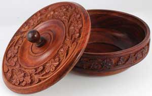 Decorative Wood Bowl with Lid